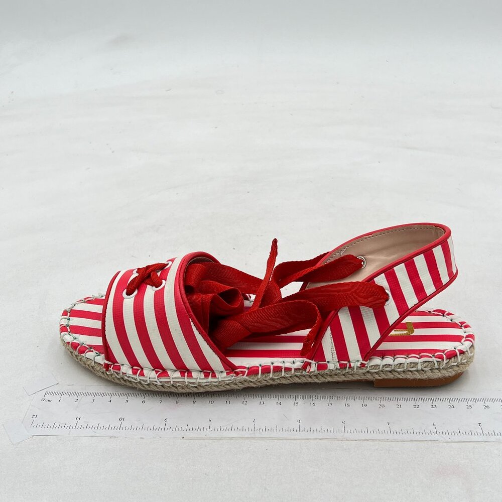 FSJ Red and White Striped Espadrille Sandals 9